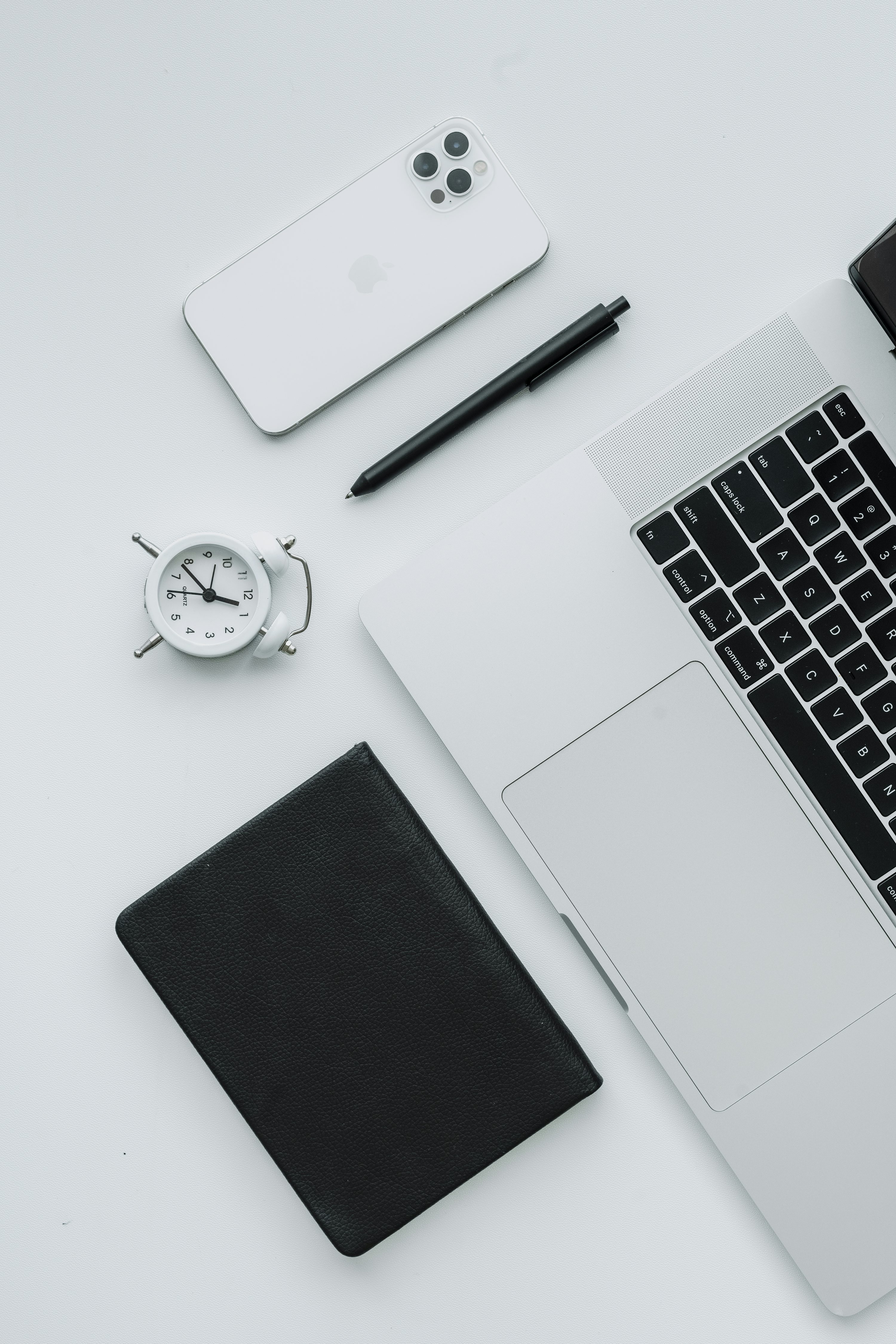 gadgets on a white table